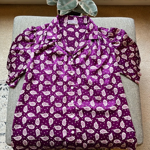Vintage Western Paisley Purple button-up shirt , Size: M/L - Picture 5 of 17